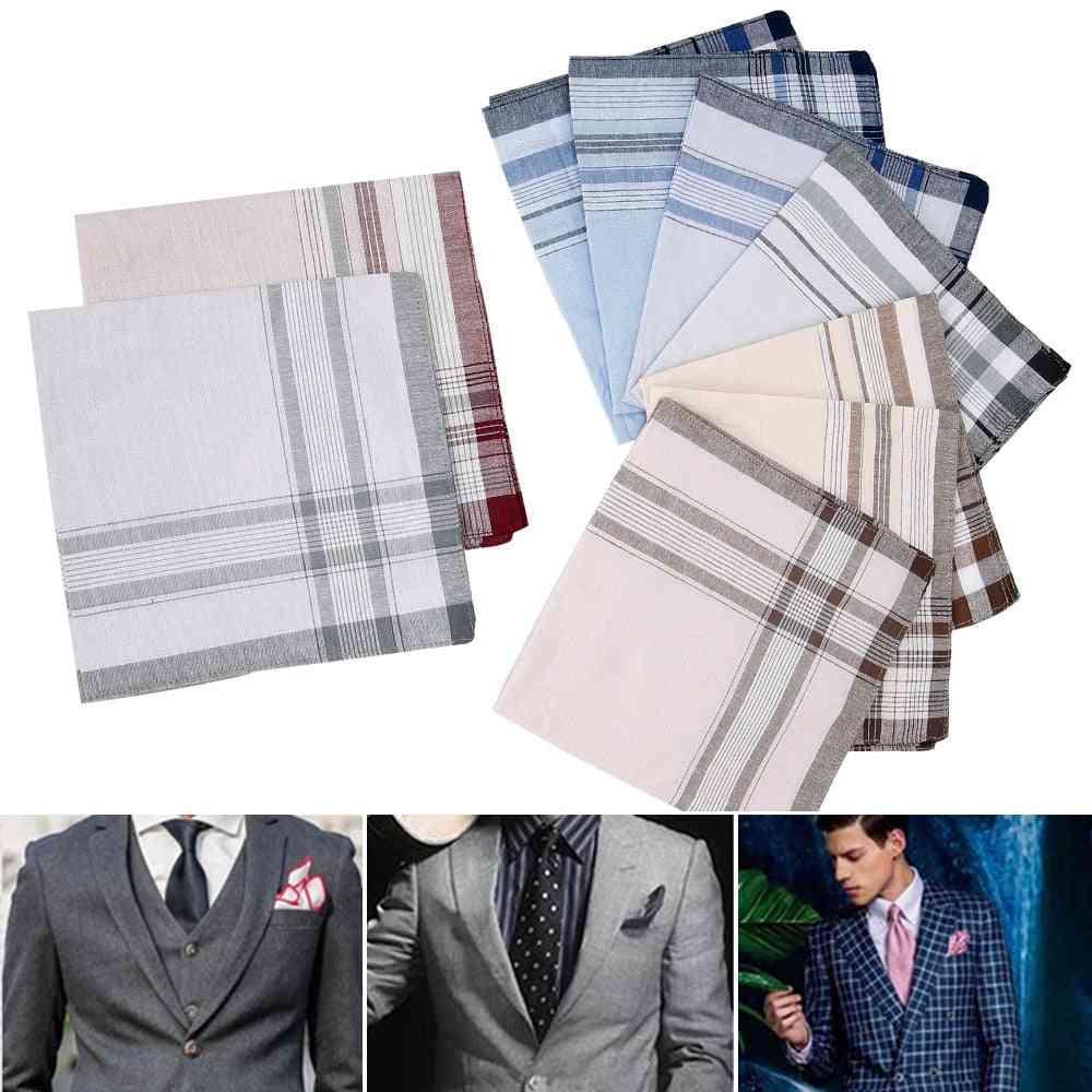 Multicolor Plaid Stripe Pocket For Party Business, Chest Towel (10 Pcs Random Color)