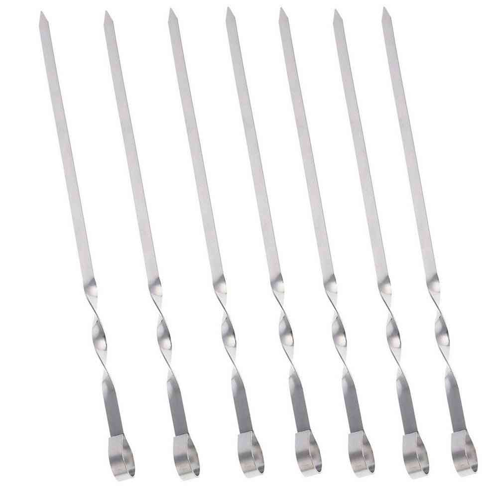 Stainless Steel- Barbecue Grilling, Kebab Flat Skewers, Bbq Needle Stick