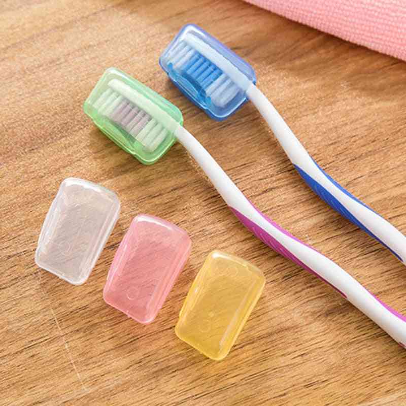 Többszínű műanyag fogkefe, kupak tok burkolat utazáshoz (5db 3,5x1,8x2,3cm)