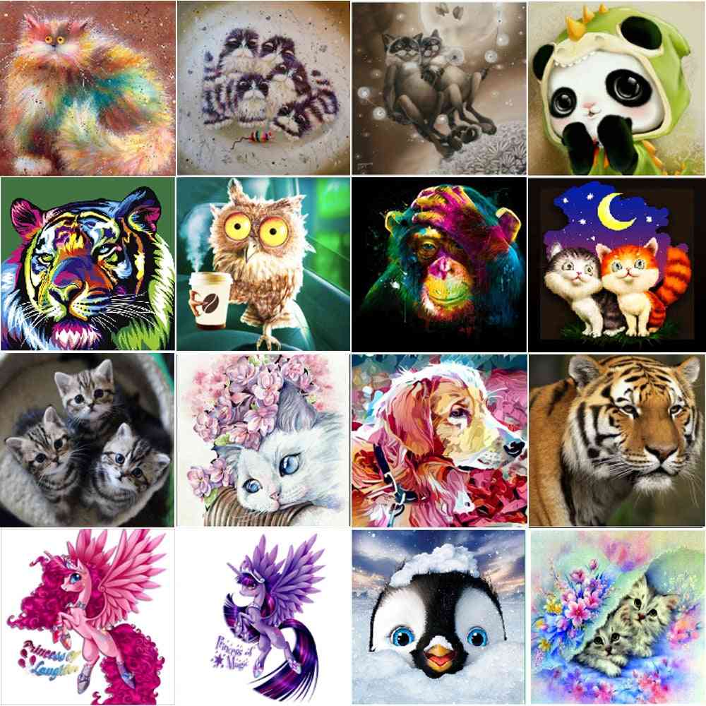Pintura de diamantes: tigre animal, punto de cruz de gato, pegatina de mosaico para decoración del hogar