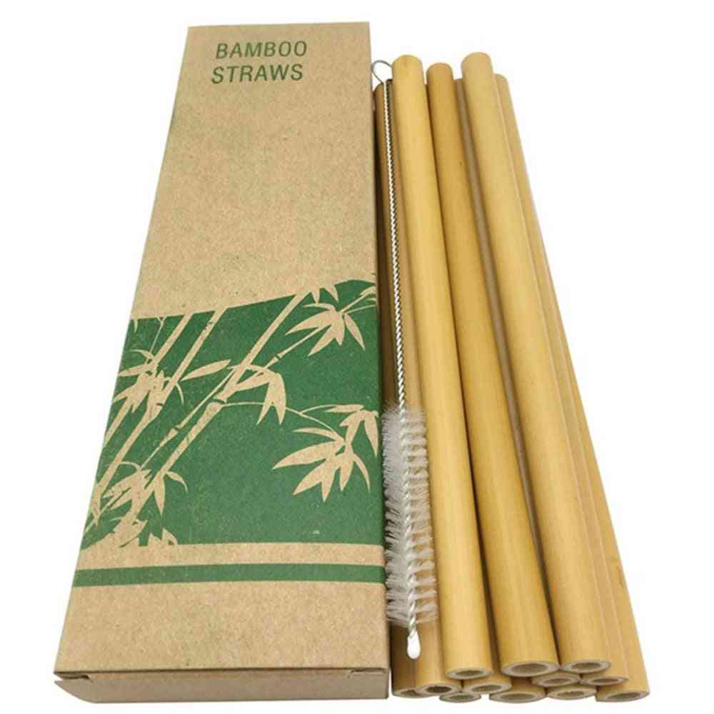 Natural Bamboo Straw With Case + Clean Brush Eco-friendly