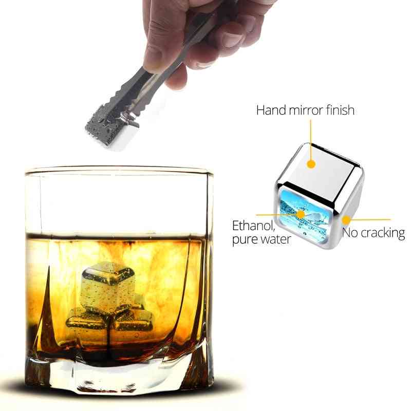 Stainless Steel- Ice Cubes, Reusable Chilling Stones For Whiskey Wine