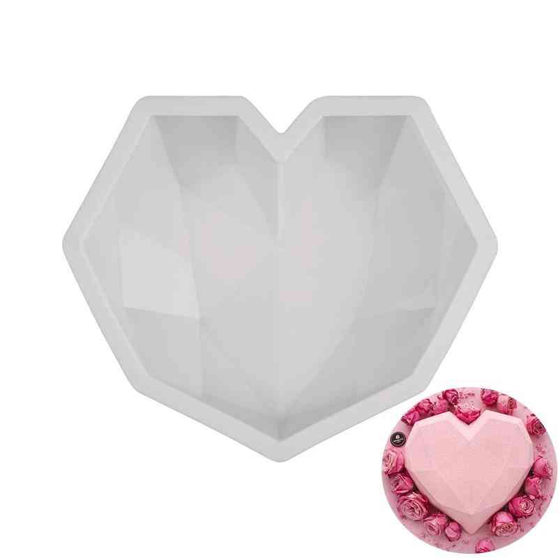 Matrite din silicon in forma de inima cu diamante 3D pentru coacerea tortului cu desert de mousse