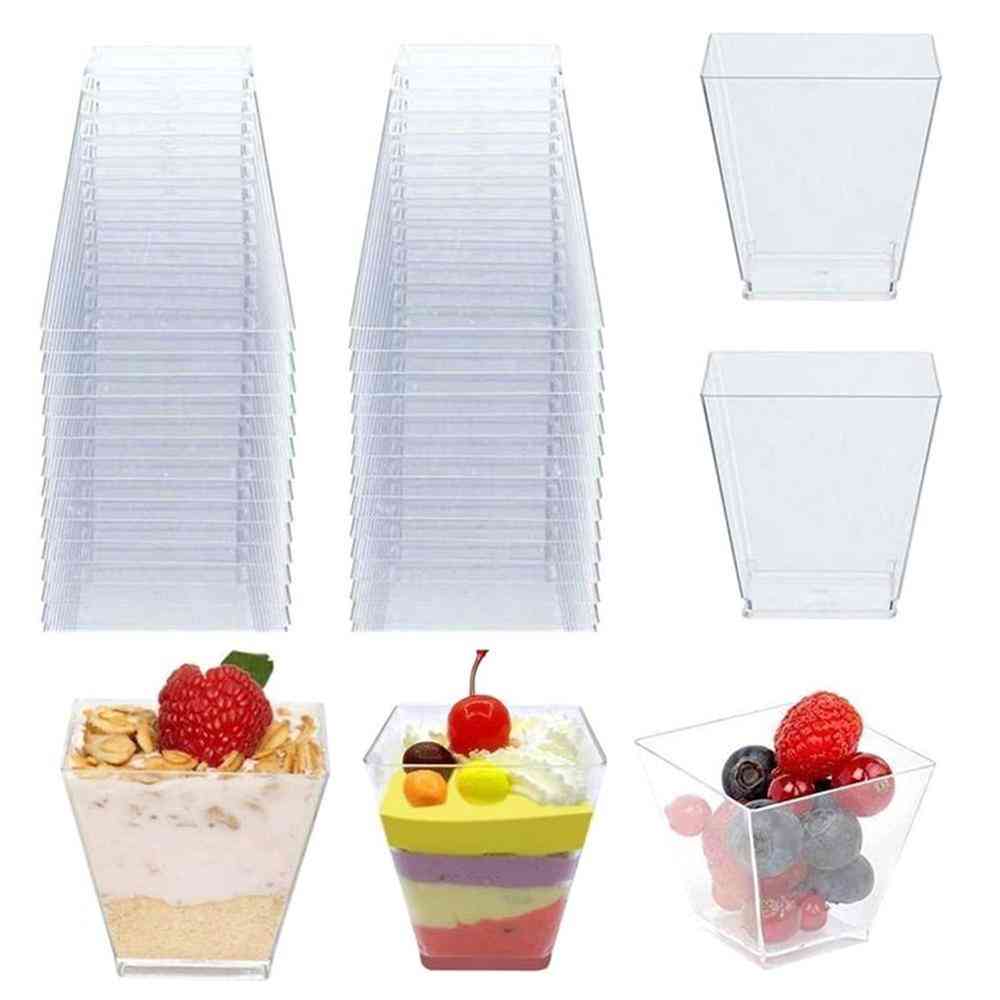 Disposable Plastic Cups, Portion Transparent Clear Trapezoidal Food Container