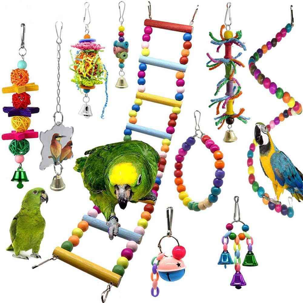 Petit perroquet suspendu hamac perche cage perroquet avec perles en bois