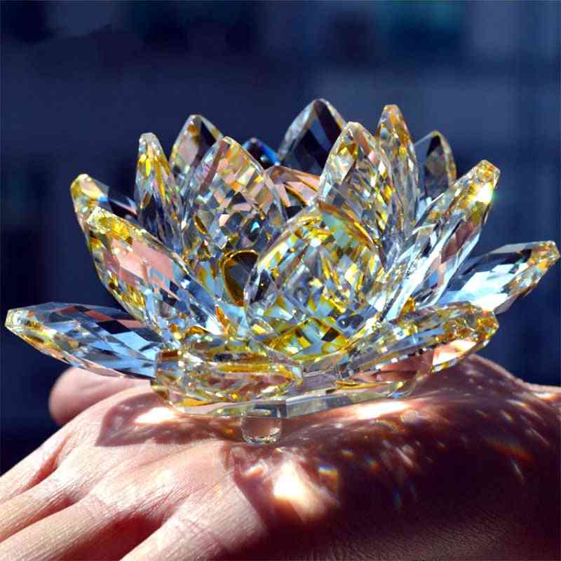 Verre d'artisanat de fleur de lotus en cristal de quartz, décor de fête de mariage à la maison