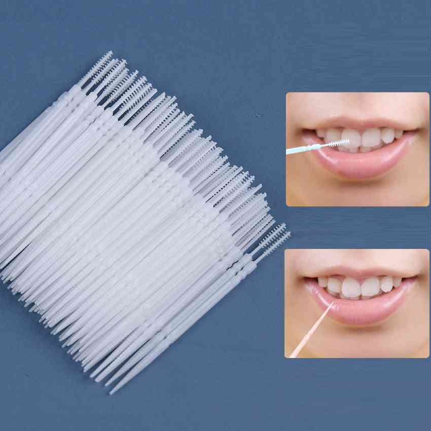 Escoja cepillo interdental, doble cabezal, palillo para limpieza de dientes, herramienta para el cuidado bucal