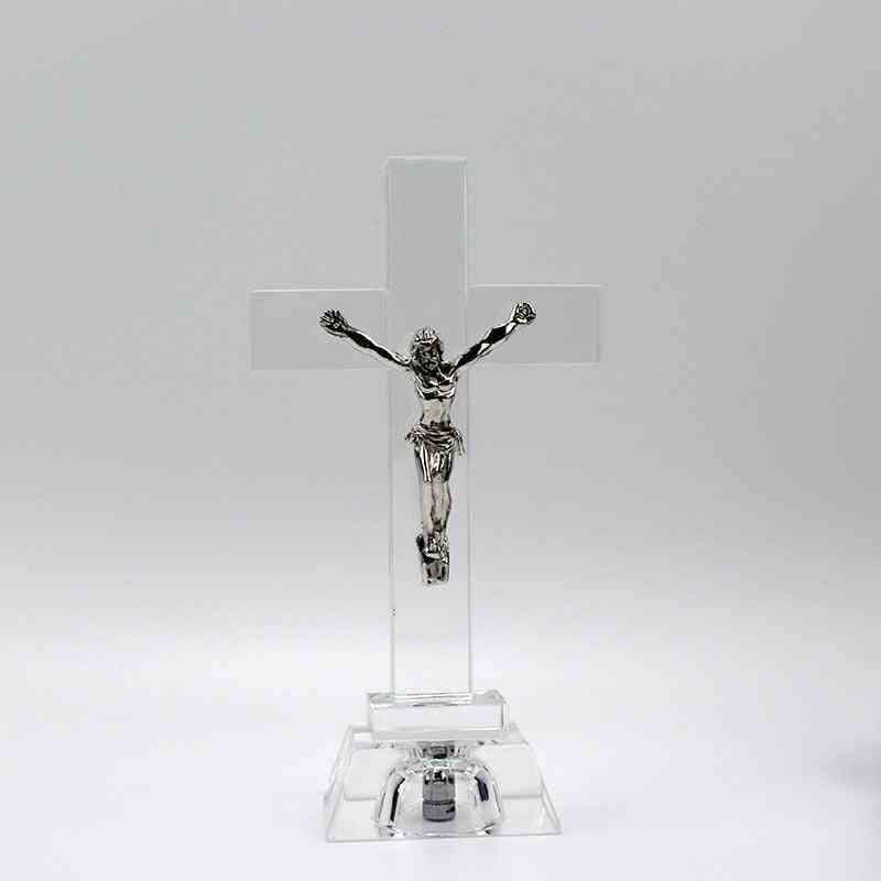 Nightlight Jesus Statue, Religious Style, Crystal Cross