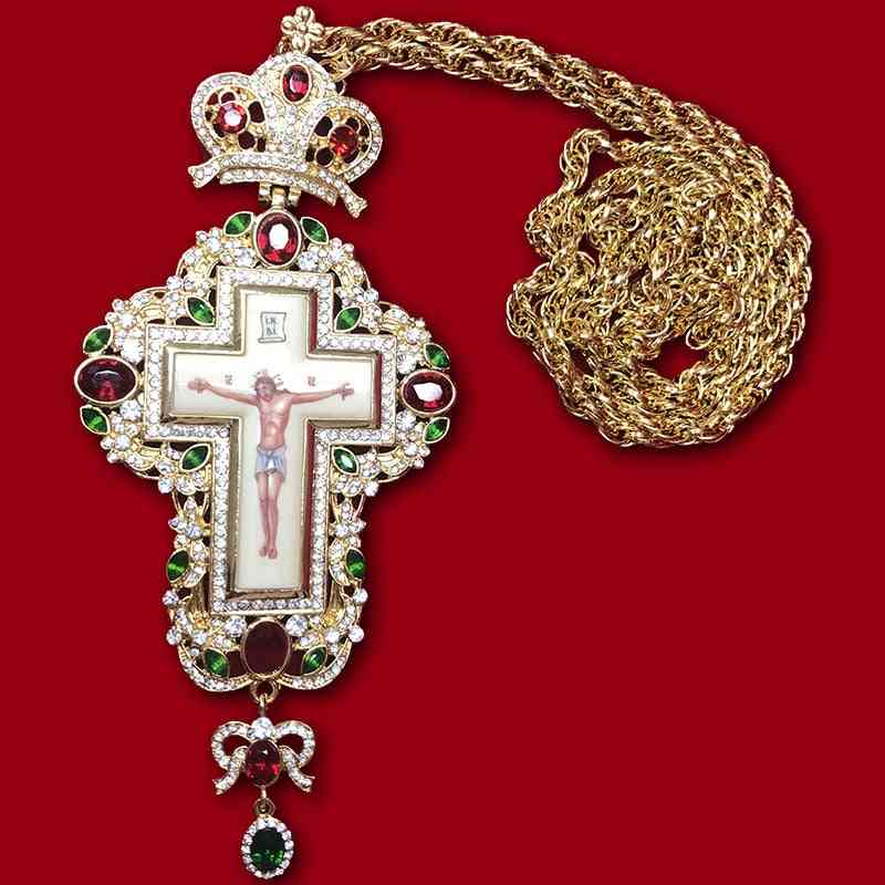 Silver Pectoral, Cross Russian & Greece Crucifix, Religious Icon