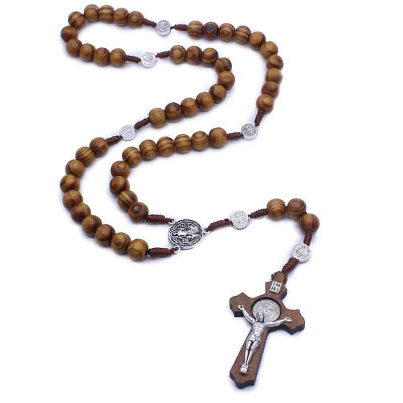 Round Catholic, Rosary Cross Religious, Beads Necklace