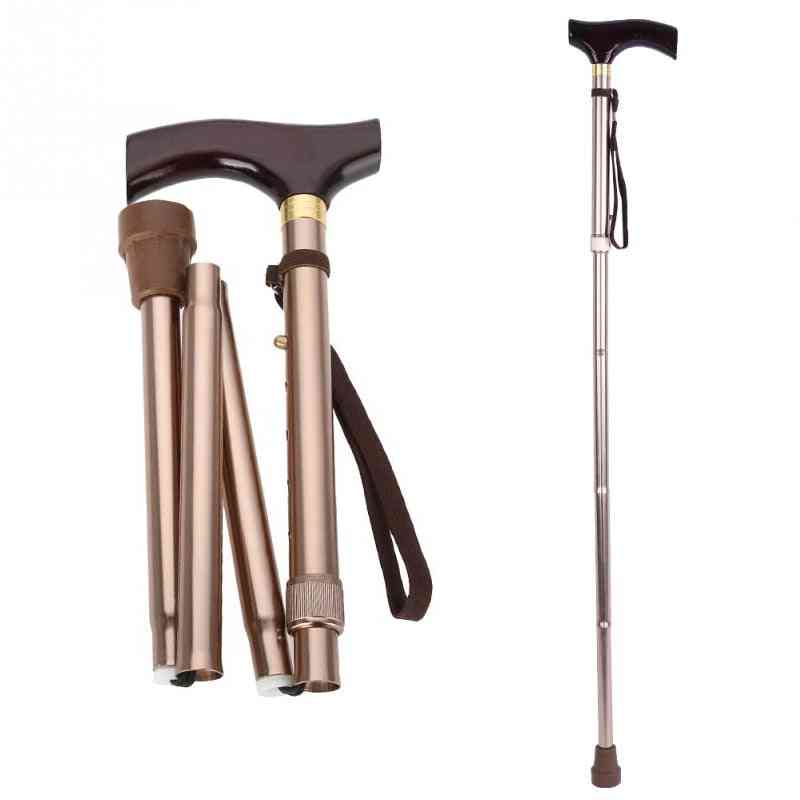 Wooden Handle Foldable- Elderly Safety Guide, Blind Cane Crutch, Walking Stick
