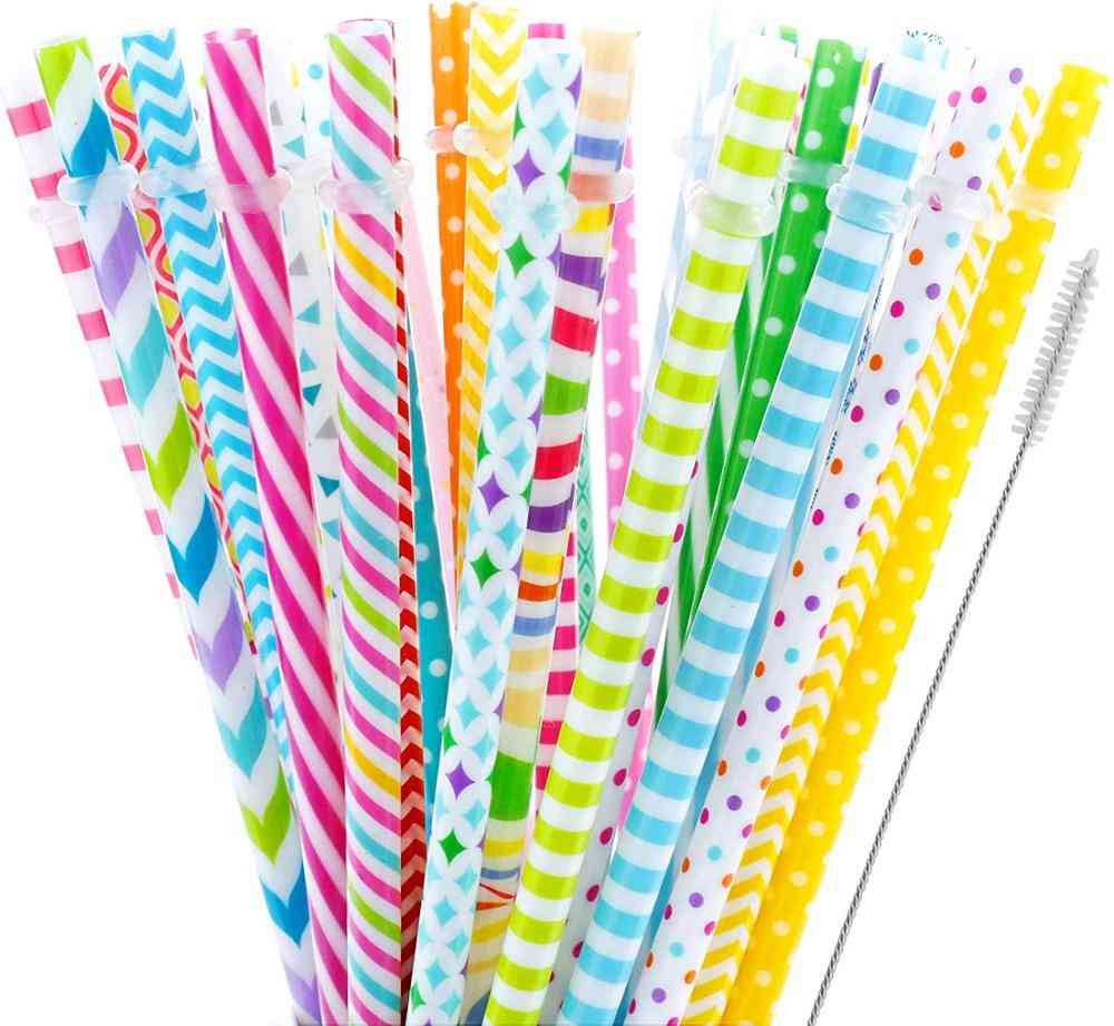 Reusable Printing Hard Plastic Stripe Drinking Straw