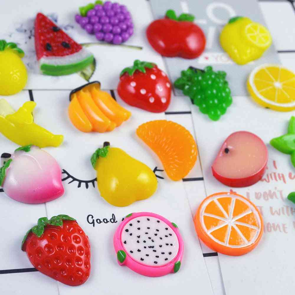 10pcs- relleno de encantos de frutas de colores, alivio del estrés, juguete de limo de adición de polímero
