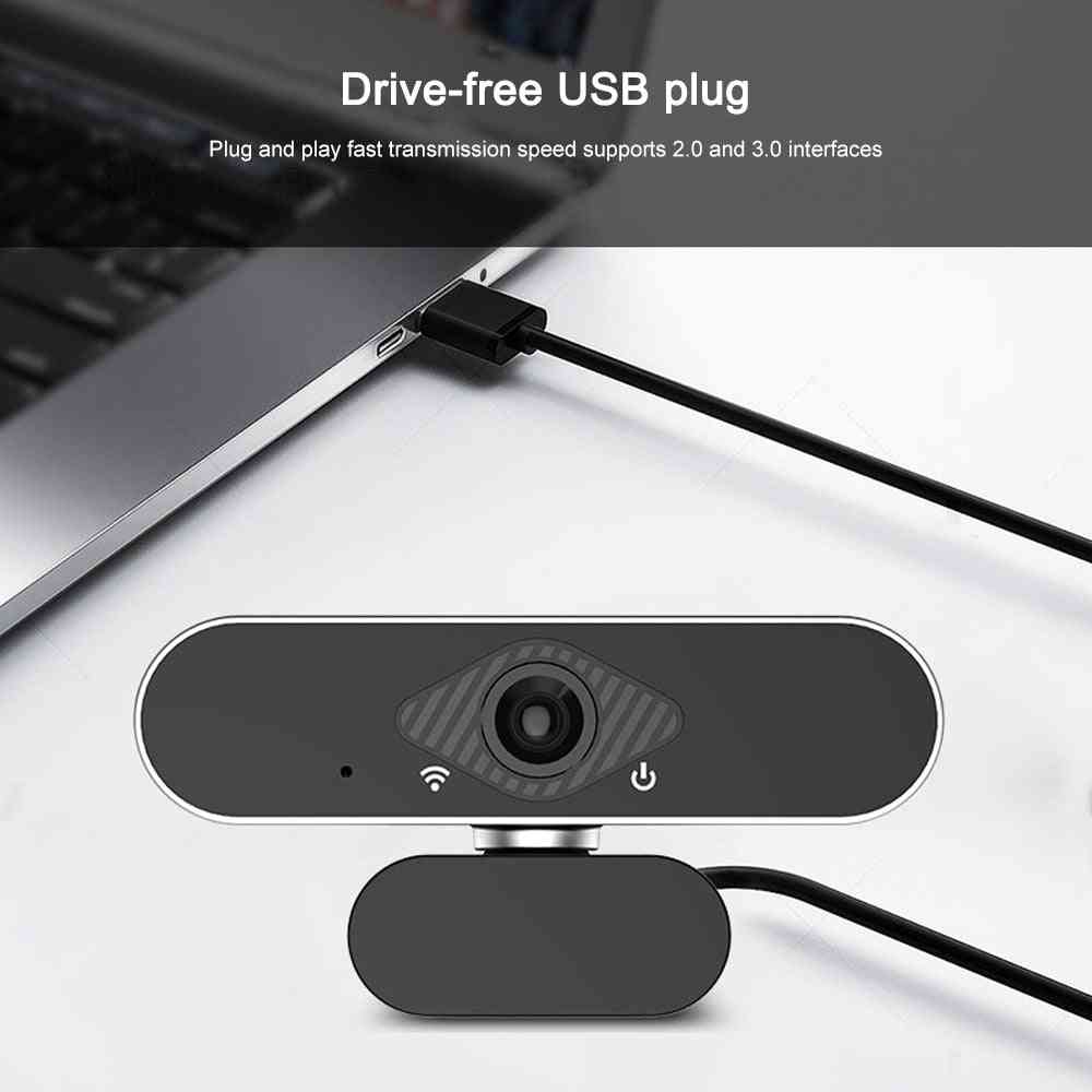 Webkamera til pc mikrofon usb, webcam widescreen video, undervisning live med stativ
