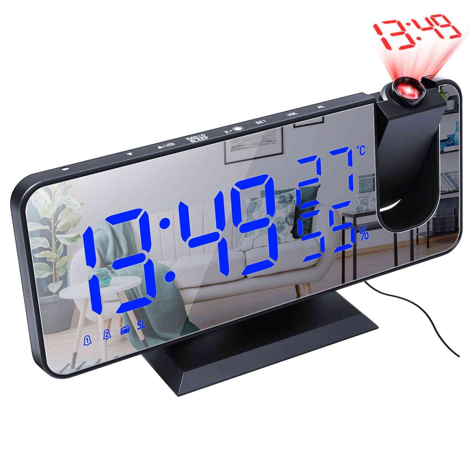 Led Digital Alarm, Watch Table- Electronic Desktop, Usb Wake-up, Fm Radio, Time Projector Function