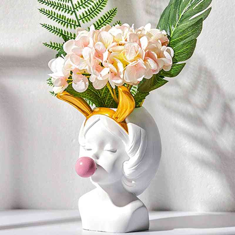 White Resin Vase Flower Pot