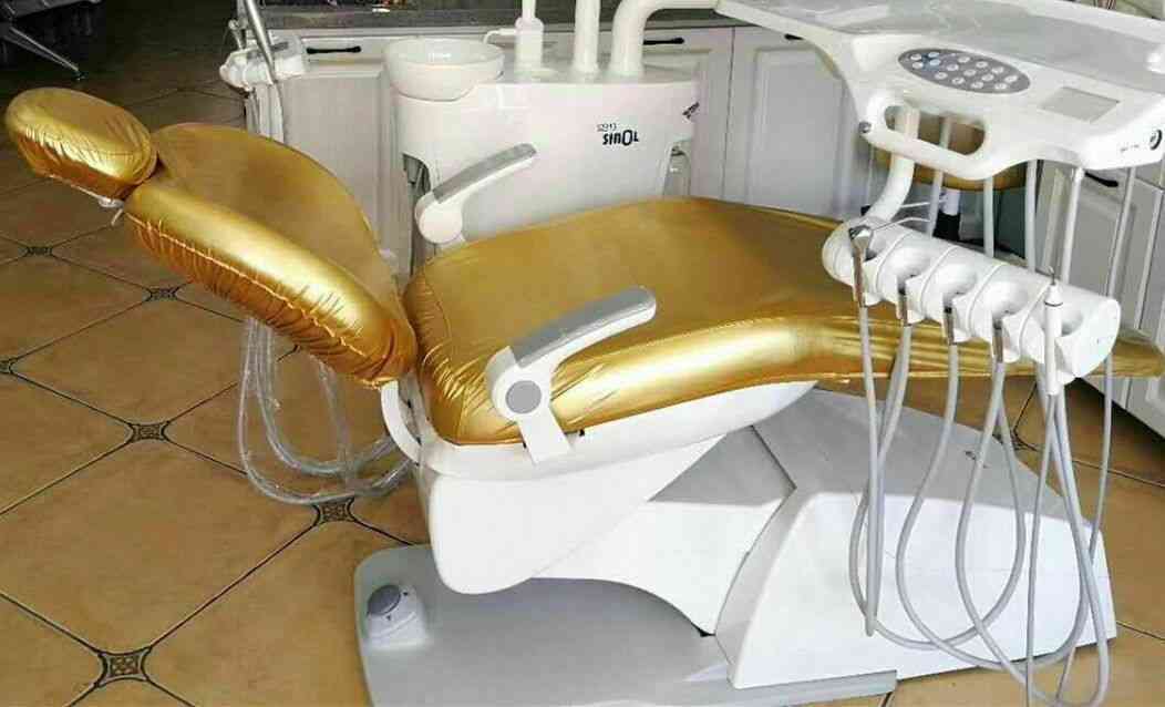 כיסוי יחידת כיסא שיניים מעור pu בצבע זהוב