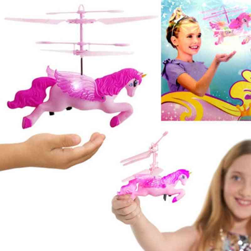 Caballo volador de mano recargable, juguete teledirigido led