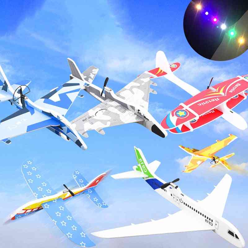 Electric Glider- Hand Throwing Plane, Model Aircraft With Led Light Game