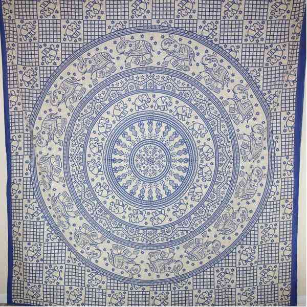 Blue Baby Elephant - Chakra Mandala Tapestry