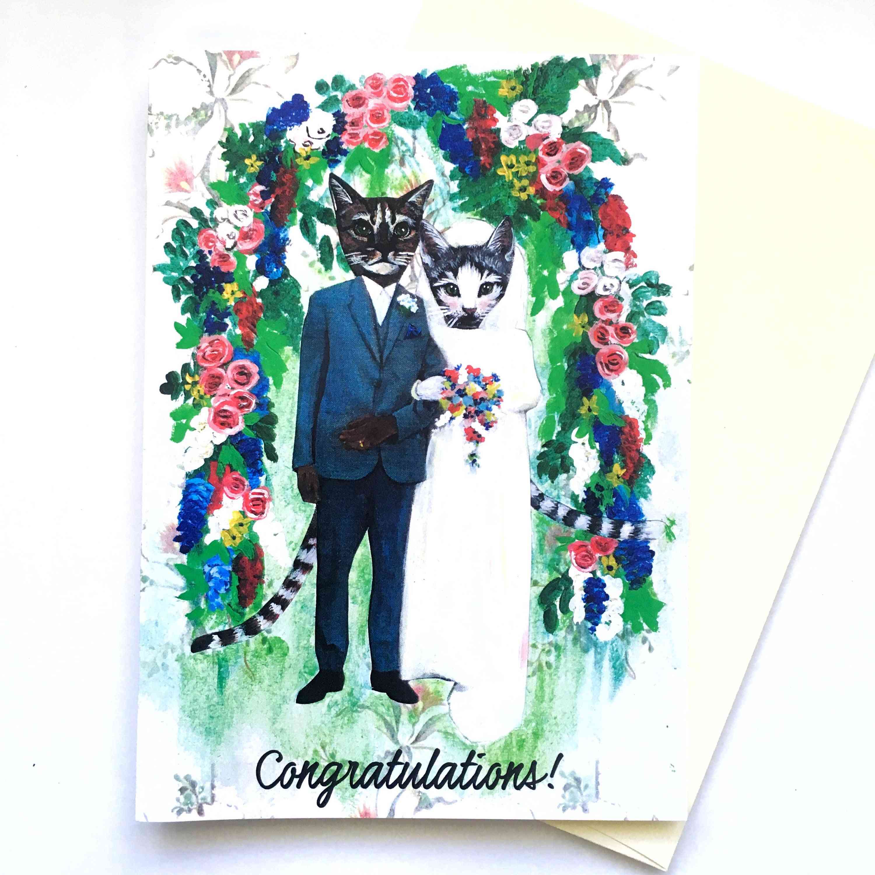 Gratulacje karta ślubu kota