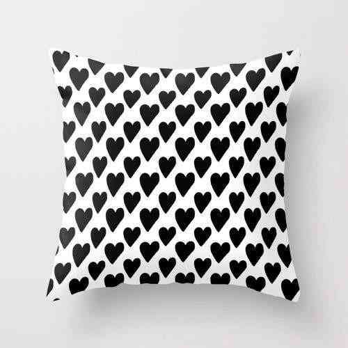 Black And White Hearts Pillow Cover