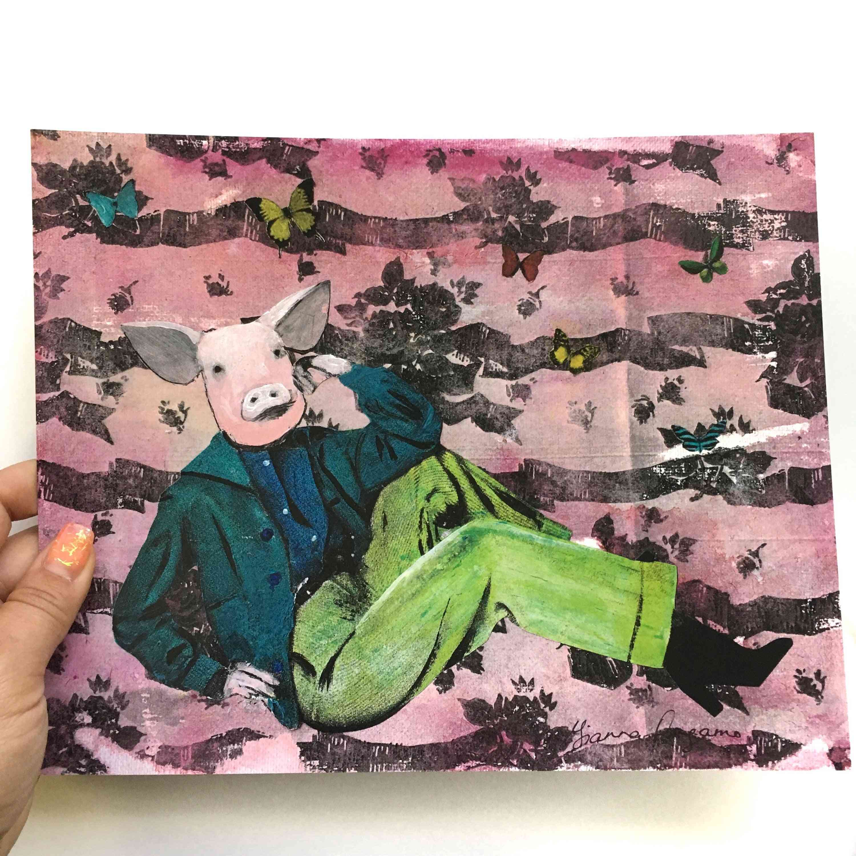 Lounging Pig Art Paintings