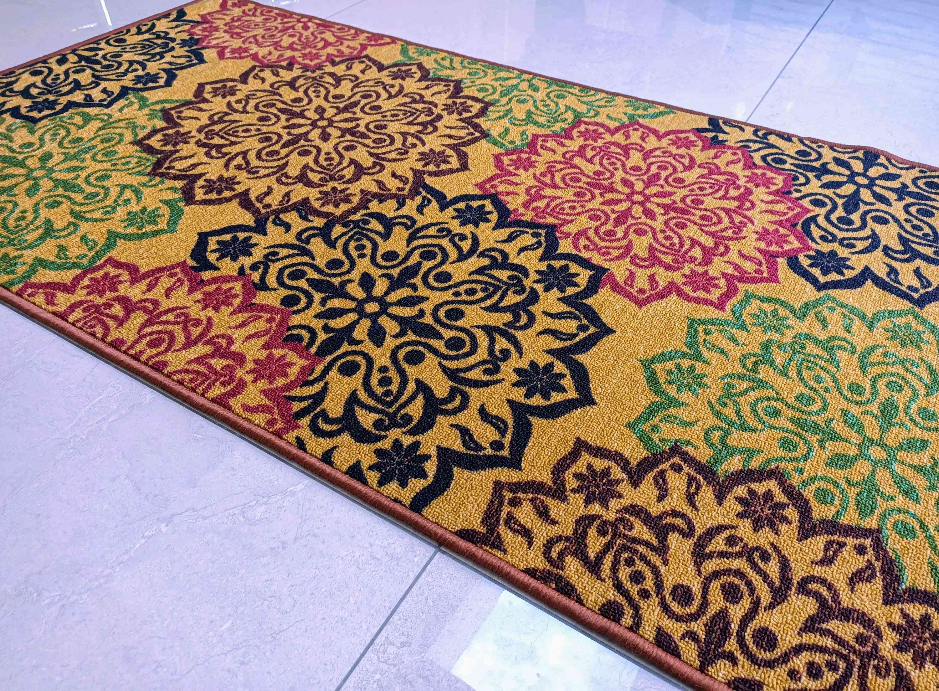 Styl zlatého dekoru, polyester, protiskluzový malý koberec / běžce