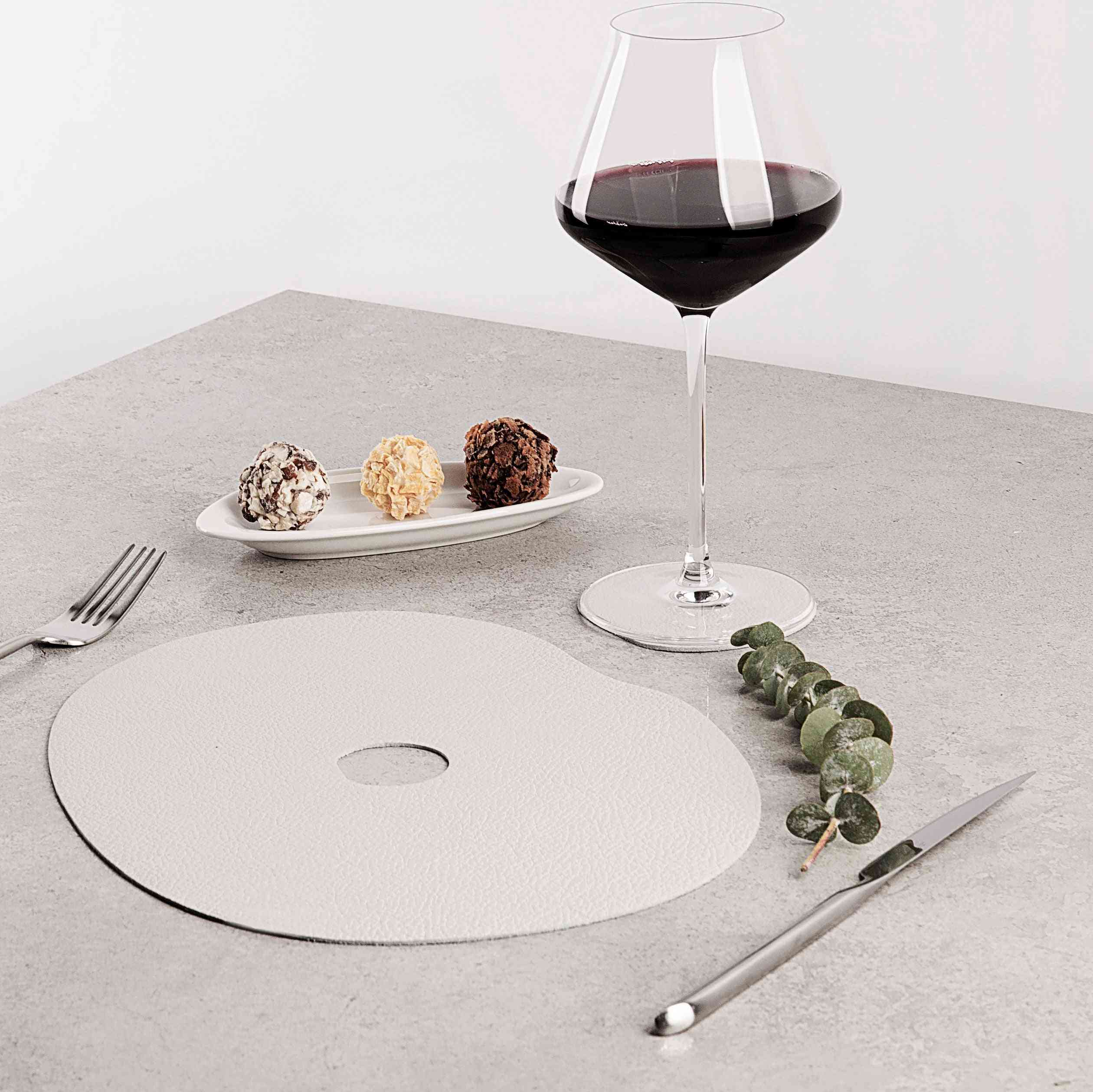 Natural Leather Placemat And Coaster