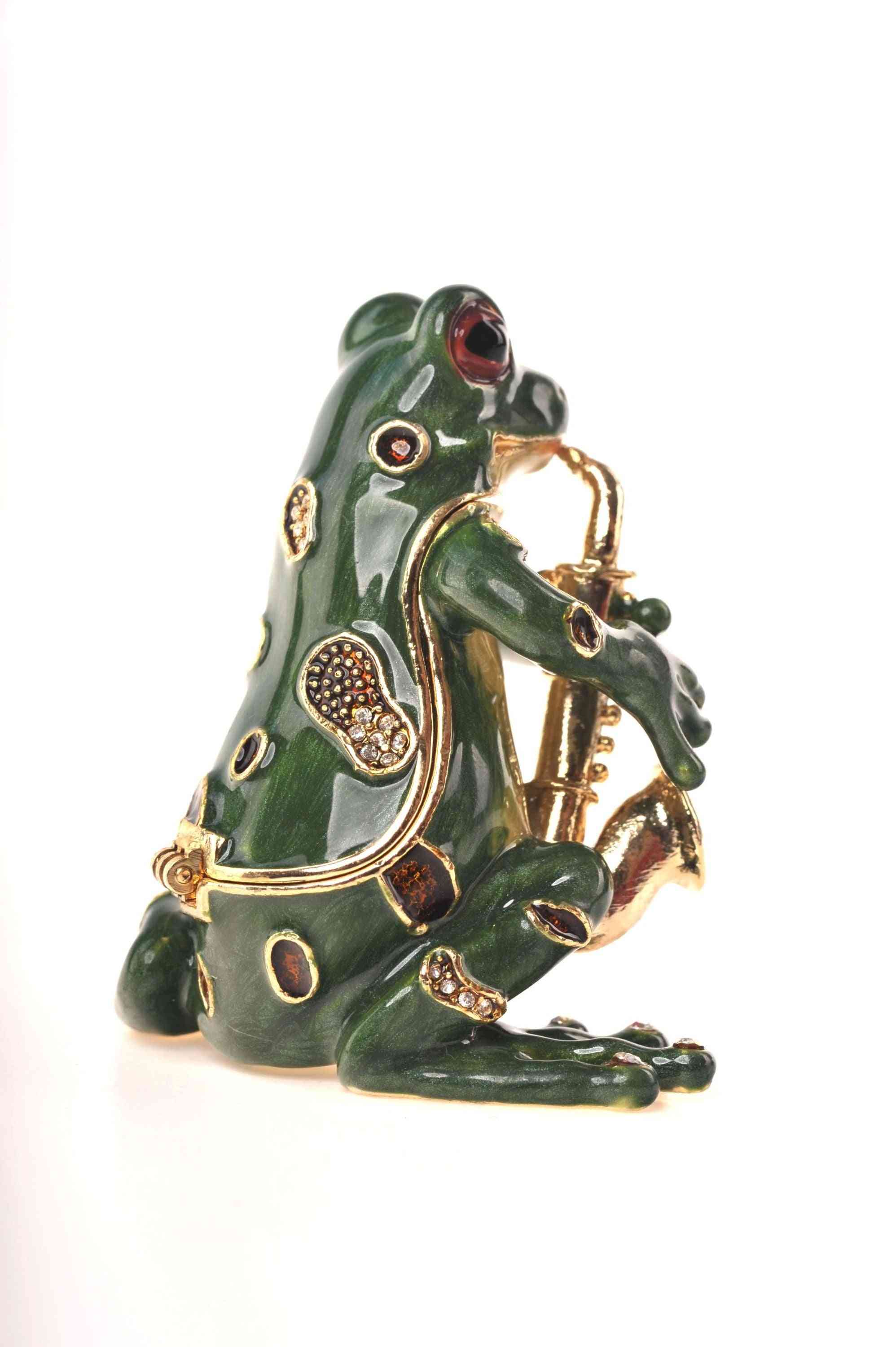 žaba hrajúca na saxofón - držiak na šperky