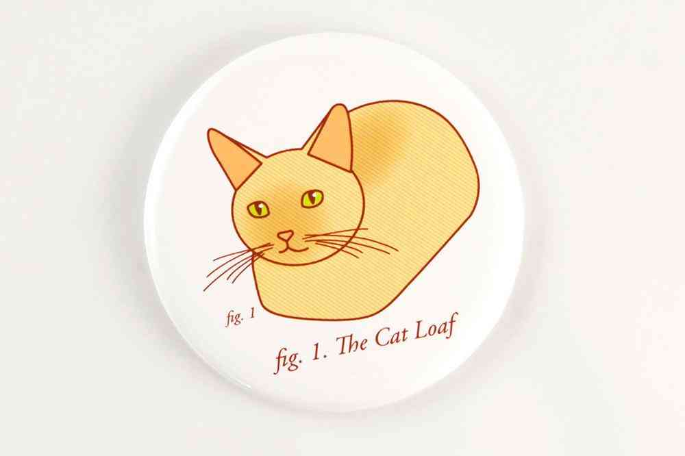 Magnet, pin sau oglindă amuzantă pentru pâine de pisică