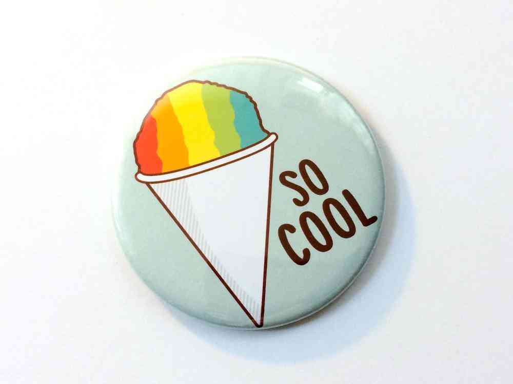 Ice Cream-snow Cone Magnet, Pinback Button, Or Pocket Mirror