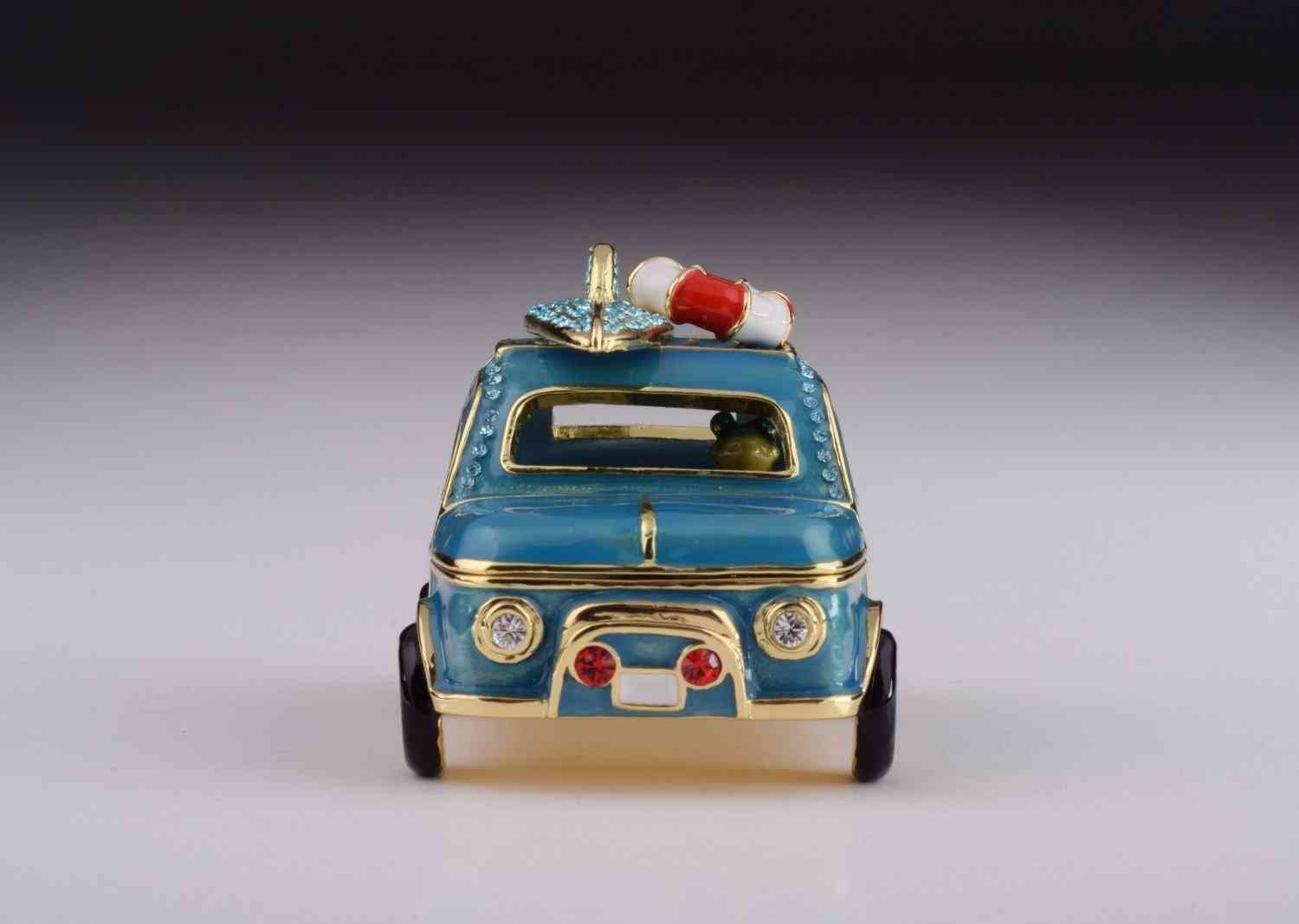 Blue Surfing Car With Surfboard - Trinket Box
