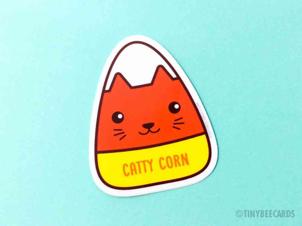 Catty Corn Cat Candy Corn Vinyl Sticker