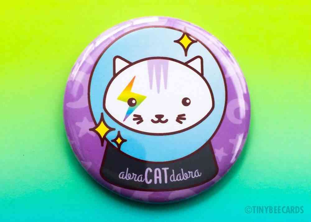 Abra-cat-dabra Magical Cat - Magnet Pin Or Mirror