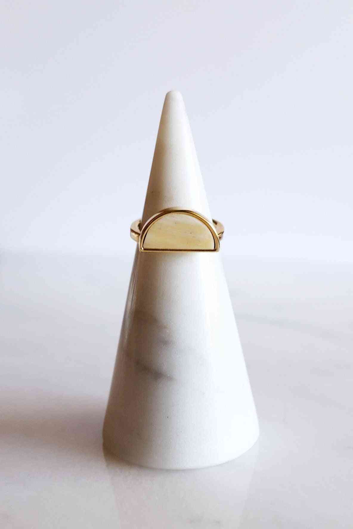 Brass Plated  Buffalo Horn Crescent Ring