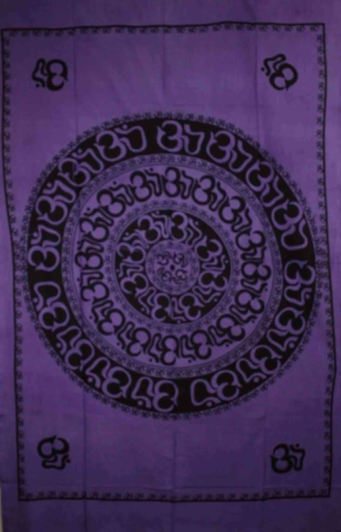 Tapiserija art-handloom vijolične om shanti mandale