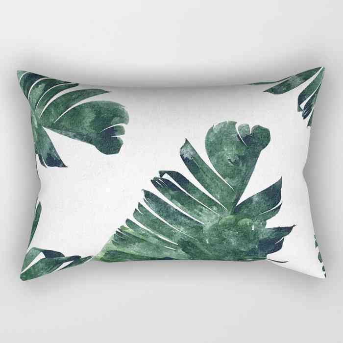 Leaf Print Rectangle Pillow
