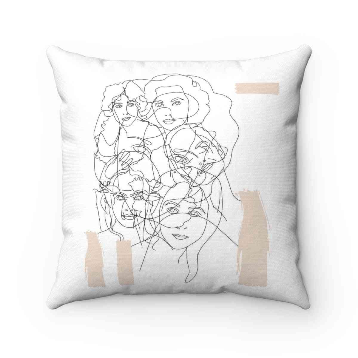 Interconnected Beige Square - Polyester Pillow