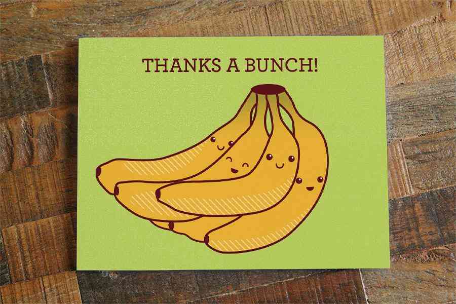 Carte de remerciement de bananes merci beaucoup