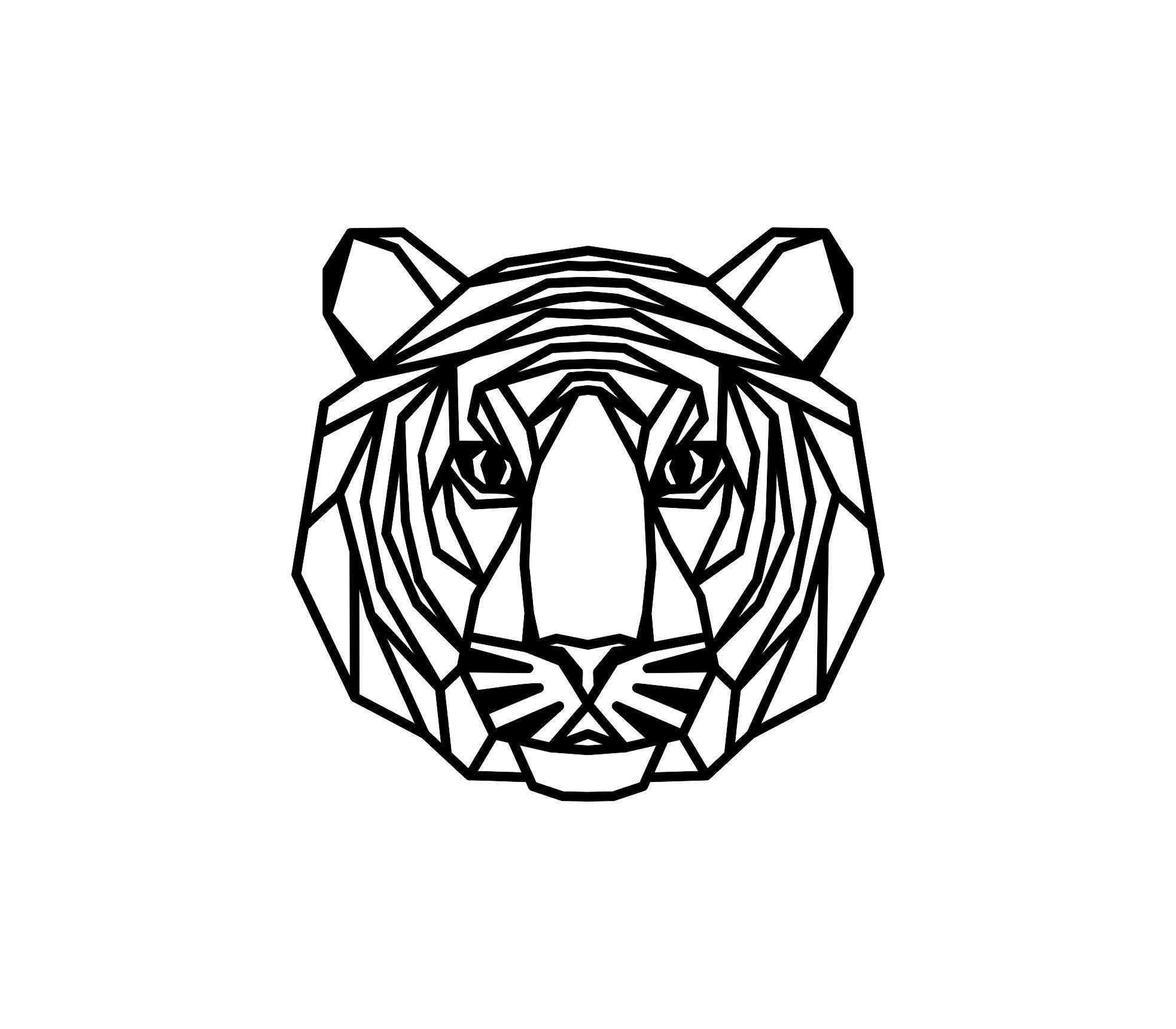Geometryczny tygrys wiszący na ścianie