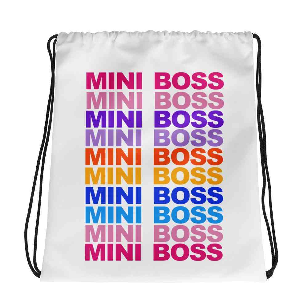 Mini Boss Print Drawstring Bag