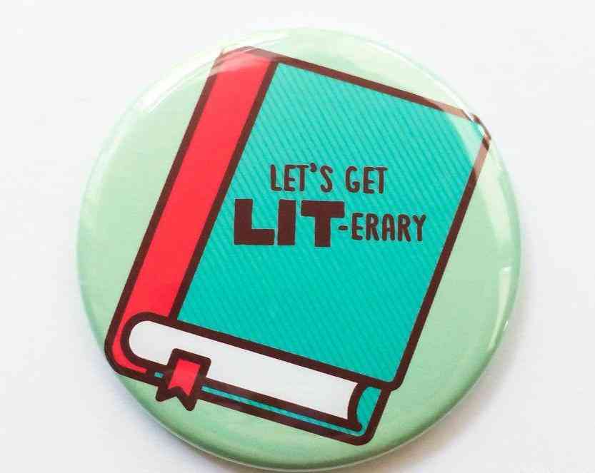 Poďme na lit-erary-magnet, pin a vreckové zrkadlo