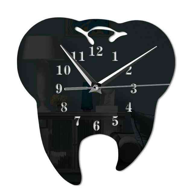 Mirror Effect Laser Cut Tooth Shape Wall Clock