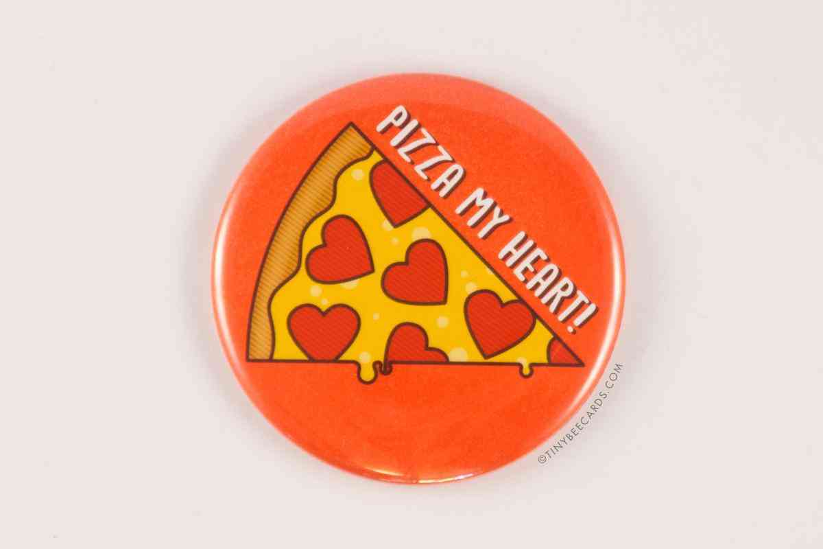 Pizza min hjärtmagnet, stift och fickspegel