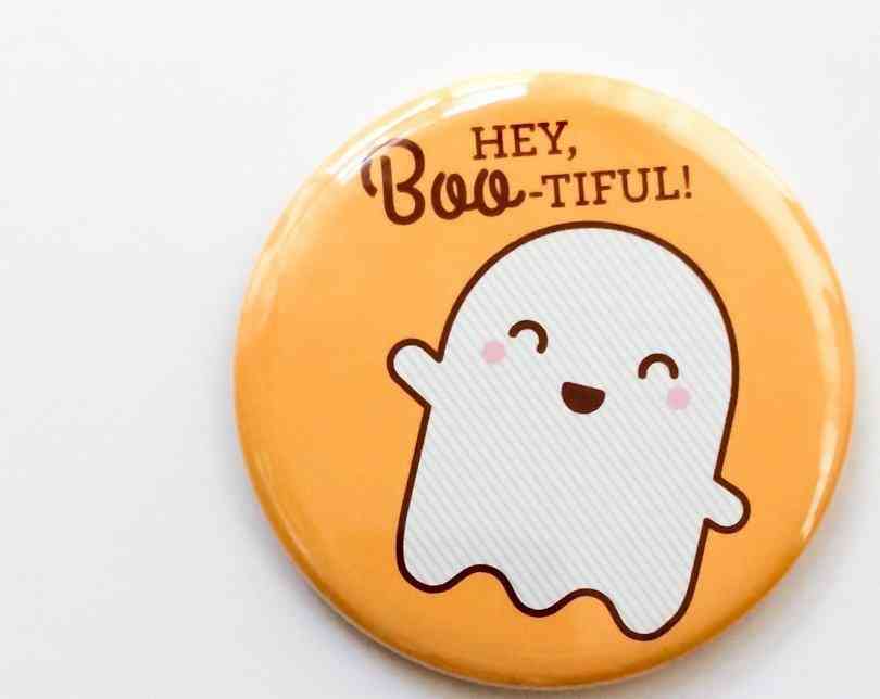 Hey Boo Tiful- Cute Ghost Magnet Pin Or Pocket Mirror