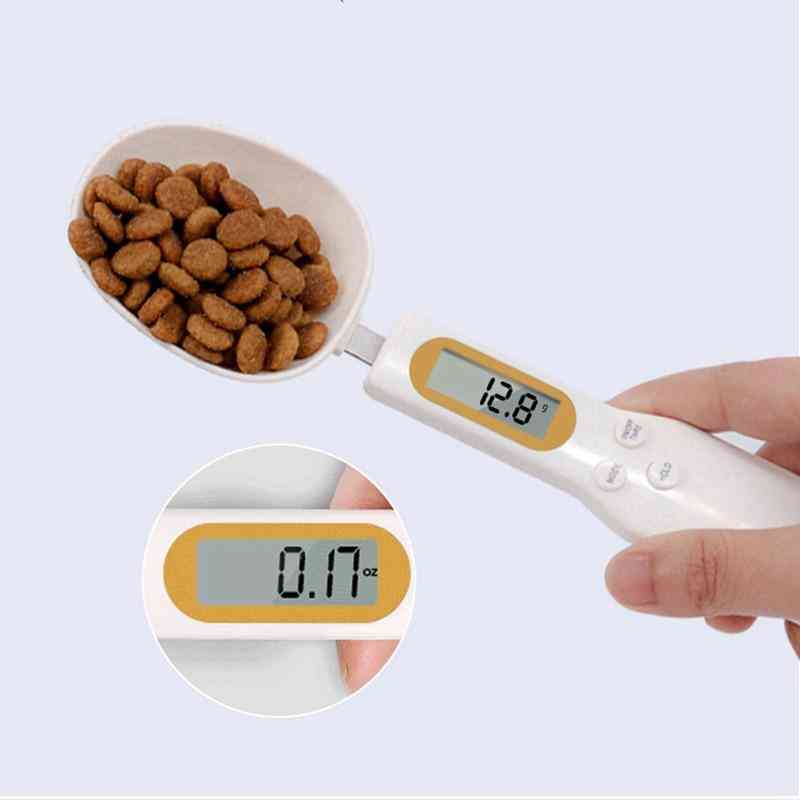 Cuchara dosificadora de alimentos para mascotas con pantalla LED