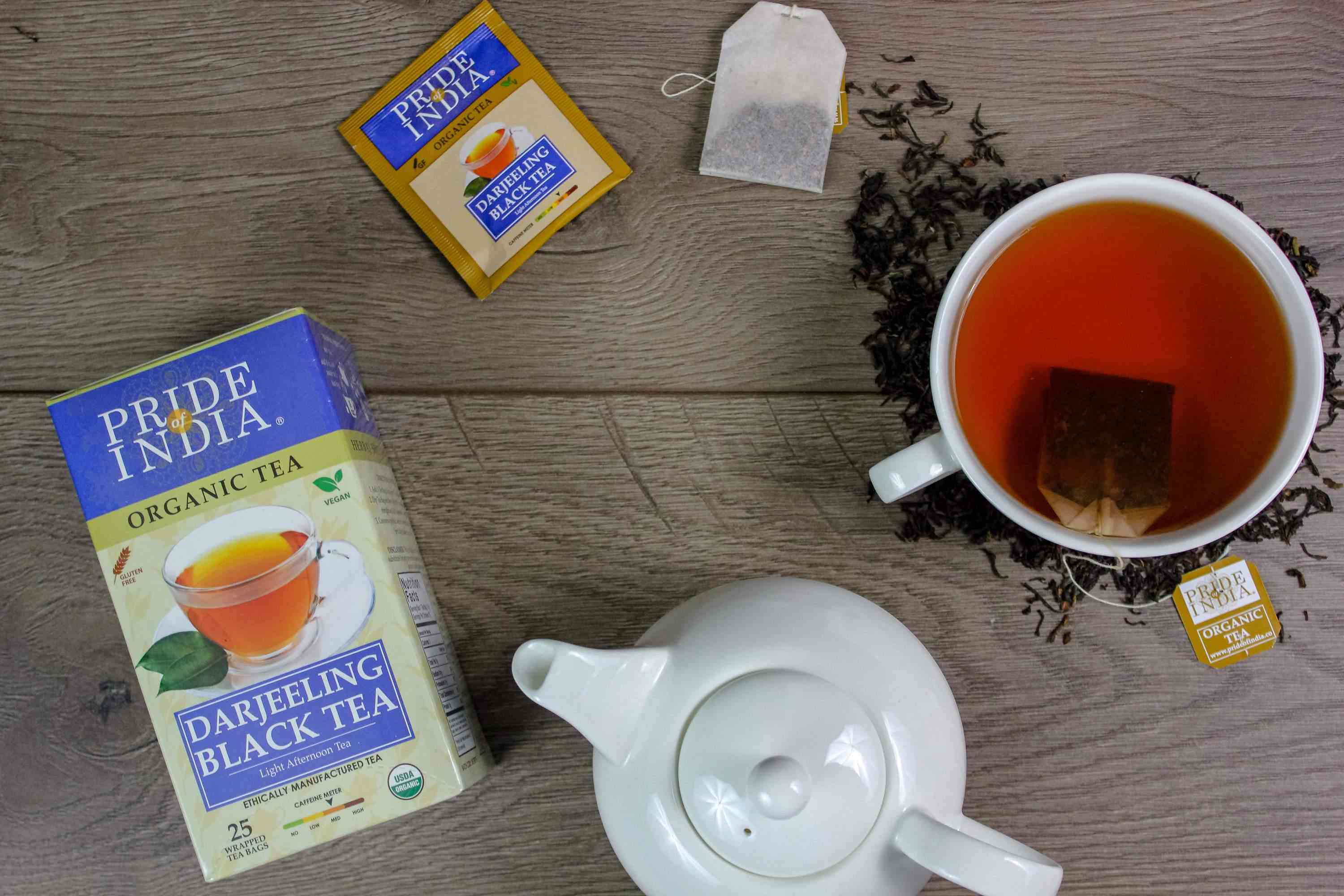 Bolsitas de té negro orgánico de la tarde darjeeling