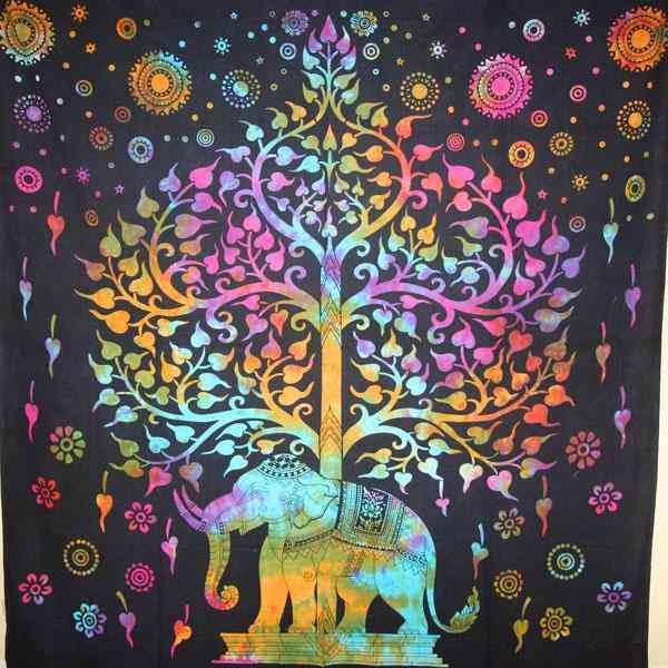 Regal Tapestry With Majestic Elephant Under Tree