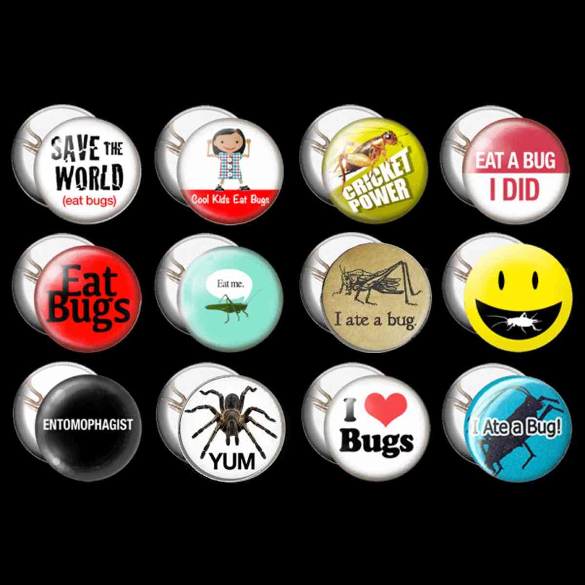 Recycled American Steel - 12 Entomophagy Buttons